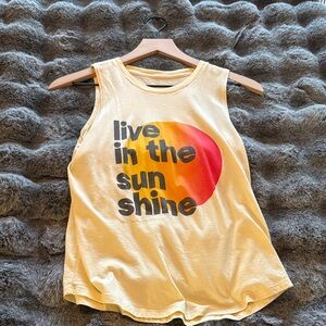 Spiritual Gangster Yellow Tank Top with Sunset Graphic